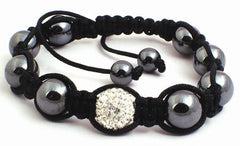 Blinged Hematite Shamballa-Type Disco Ball Bracelet - for Protection