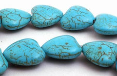 26 Irresistible Blue Turquoise Puff 16mm Heart Beads
