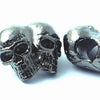 Slate-Grey Double Skull Metal Bead - heavy with large hole