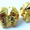 Bright Gold Double Skull Metal Bead - heavy with large hole