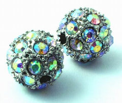 White & Rainbow Disco Crystal Charm Bead