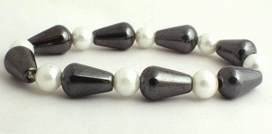 Splendid Magnetic Hematite Teardrop & Pearl Bracelet