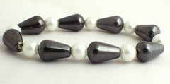 Splendid Magnetic Hematite Teardrop & Pearl Bracelet