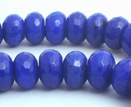 62 Faceted Midnight  Blue Jade 10mm Rondelle Beads