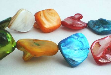 Gorgeous Red, Gold & Blue Mother-of-Pearl Nuggets - An Explosion of Colour!