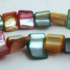 Gold, Aqua & Maroon Mother-of-Pearl Triangler Nugget Beads