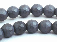 Heavy Faceted Gunpowder Grey Hematite 8mm Beads