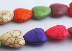 Colourful Rainbow Turquoise Heart Beads