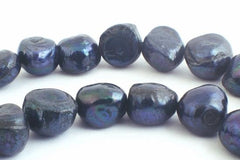 Large Shiny 11mm Peacock Blue Pearl Nugget Beads