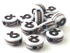 200 Lucky Crossed Finger Black & White Pony Beads