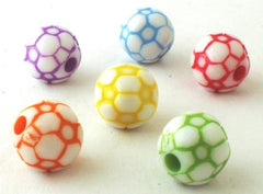 25 Large Football Pony Beads - Red, Yellow, Green, Blue & Purple