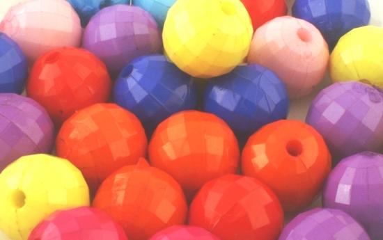 40 Faceted 10mm Mixed Colour Pony Beads