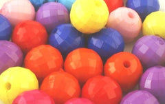 40 Faceted 10mm Mixed Colour Pony Beads