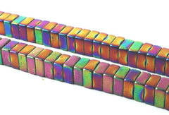 200 Dramatic Aurora Borealis Hematite Square Beads - 4mm