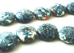 25 Large Irish Blue Rain Flower Viewing Stone Button Beads
