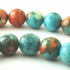 Shiny Summer  Aqua-Blue & Orange Rain Flower Viewing Stone Beads - 4mm or 6mm