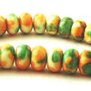 100 Bright Orange & Green Rain Flower Viewing Stone Rondelle Beads