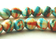 Light Versatile Orange & Blue Rainflower Viewing Stone Beads - 4mm, 6mm or 8mm