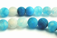 Frosted Celeste-Blue Agate Matte Beads - 6mm or 8mm