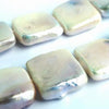 36 Unusual Silver-White Square Pearl Beads - Beautiful Shiny Luster