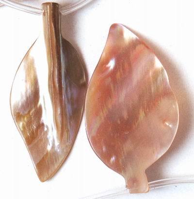 Unusual Mother-of-Pearl Leaf Bead String