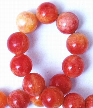 Large 10mm Yellow & Orange Candy Jade Bead String