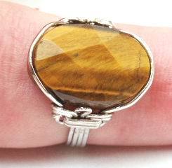Beautiful Faceted Tigers Eye Stone Ring - for protection