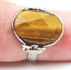 Beautiful Faceted Tigers Eye Stone Ring - for protection
