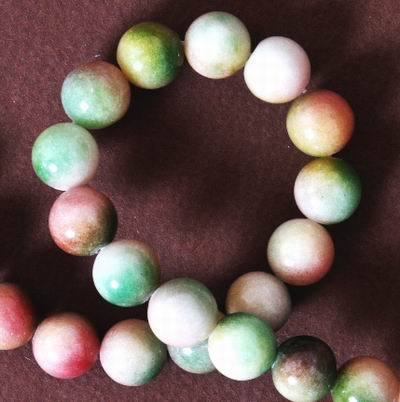 Beautiful Green, Orange and Yellow 12mm Jade Beads