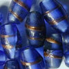 Ten Oriental Blue & Gold Lampwork Beads