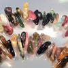 130 Shiny Icicle Drops Natural Watermelon Tourmaline Beads - Pink, Green & Black