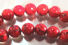 Dreamlike Pillar Box-Red Howlite Beads- 6mm, 8mm or 10mm