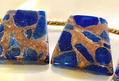 14 Amazing Cleopatra Blue & Gold Trapezoid Mosaic Lapis Beads