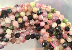 152 Natural Faceted 2mm Mixed Colour Tourmaline Beads