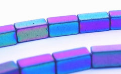 108 Sparkling Deep-Blue Hematite Cube Beads - 4mm x 2mm