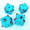 4 Cornflower-Blue Domino Glass Cube Beads - Unusual!