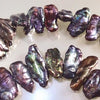Dramatic Rich-Chocolate Peacock-Gold Keshi Pearls