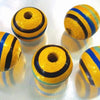 16 Large 15mm Summer Carnival Yellow & Blue Wooden Beads - Large Hole