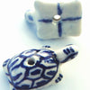 2 Lucky Large Prussian-Blue Porcelain Tortoise Beads - Unusual!