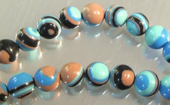 Summer Zebra Blue Calsilica Beads - 4mm, 6mm or 12mm