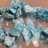 70 Long Neon-Blue Matte Druzy Agate Fancy-Drop Beads