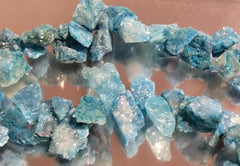 70 Long Neon-Blue Matte Druzy Agate Fancy-Drop Beads