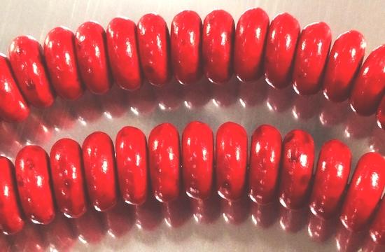 124 Fire-Engine Red Howlite Disc Rondelle Beads-8mm