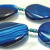 Striking Wavy Oval Blue Sardonyx Agate Beads