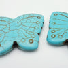 6 Large Blue Howlite Butterfly Beads
