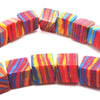 Striking Rainbow Stripe Calsilica Cube Beads