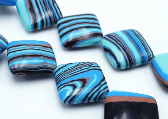 24 Vivid Blue Zebra Diamond Calsilica Beads