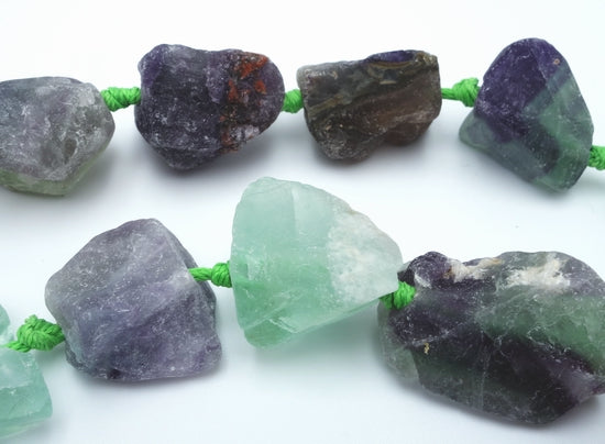Huge Vibrant Frosted Flourite Graduated Knotted Nugget Beads