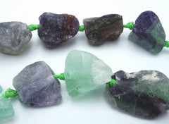 Huge Vibrant Frosted Flourite Graduated Knotted Nugget Beads