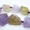 Subtle Light Amethyst and Pineapple Quartz Matte Nugget Beads